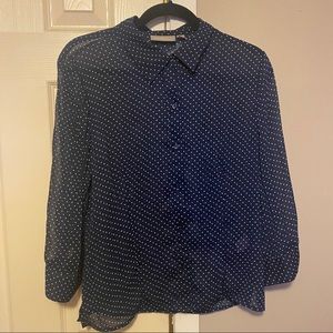 Navy Button Up Blouse